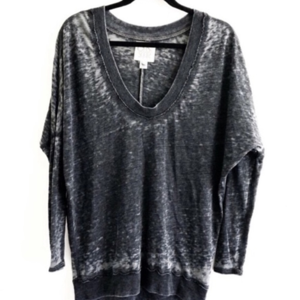 Chaser Long Sleeve crushed velvet V-Neck Top